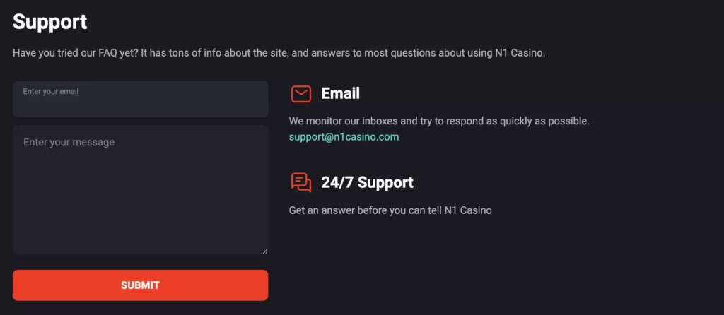 N1 casino support
